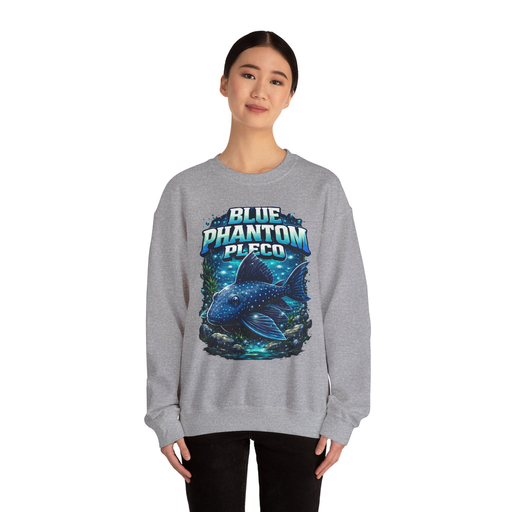 Blue Phantom Pleco Crewneck Sweatshirt – Aquatic Fish Graphic Pullover