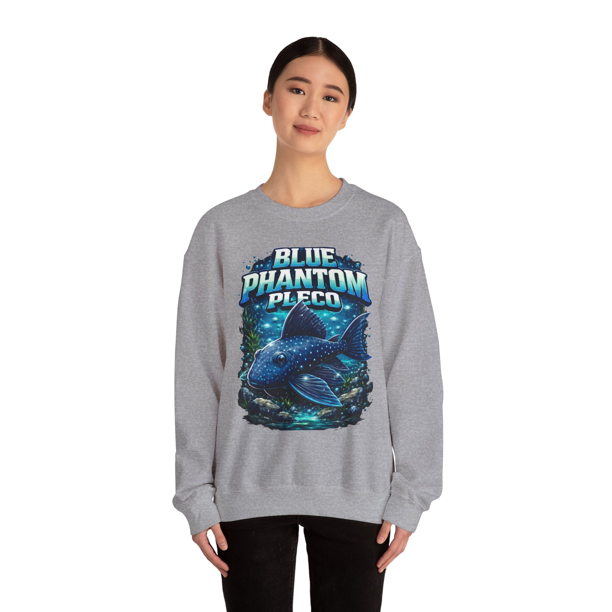 Blue Phantom Pleco Crewneck Sweatshirt – Aquatic Fish Graphic Pullover