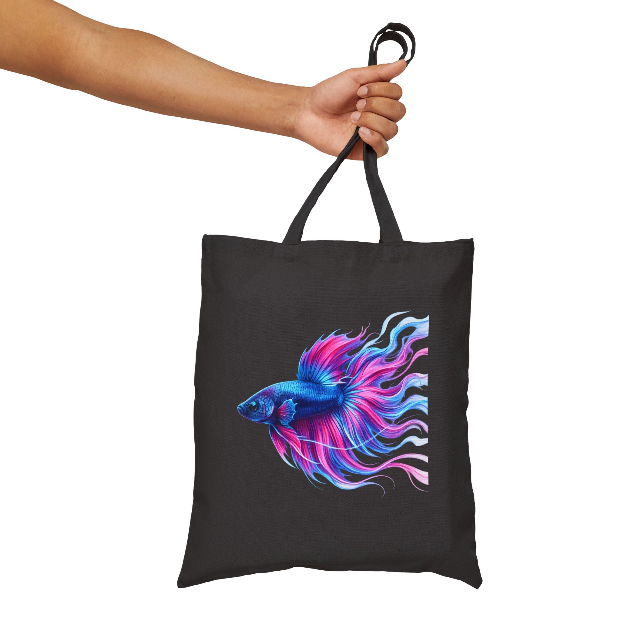 Canvas Tote Bag — Vibrant Betta Fish Art Tote