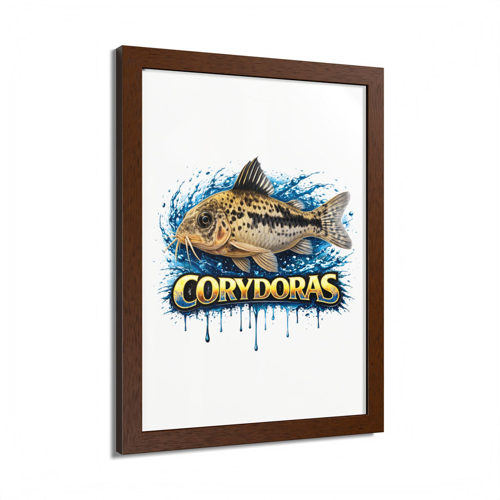 Corydoras Fish Framed Poster — Colorful Aquarium Art Print
