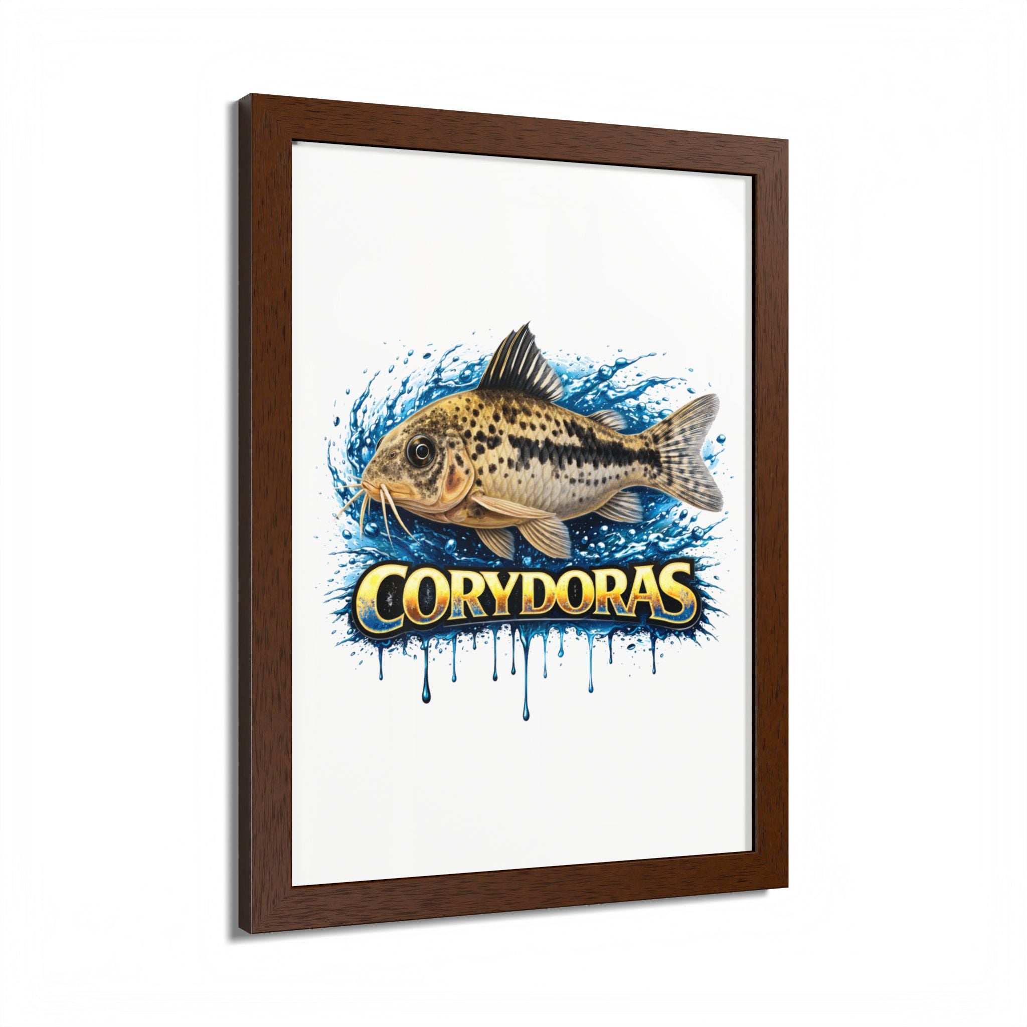 Corydoras Fish Framed Poster — Colorful Aquarium Art Print