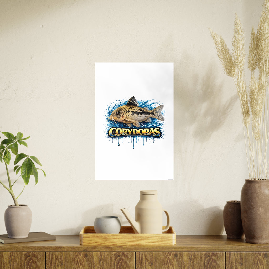 Peppered Corydoras Fish Art Poster — Vibrant Aquarium Print