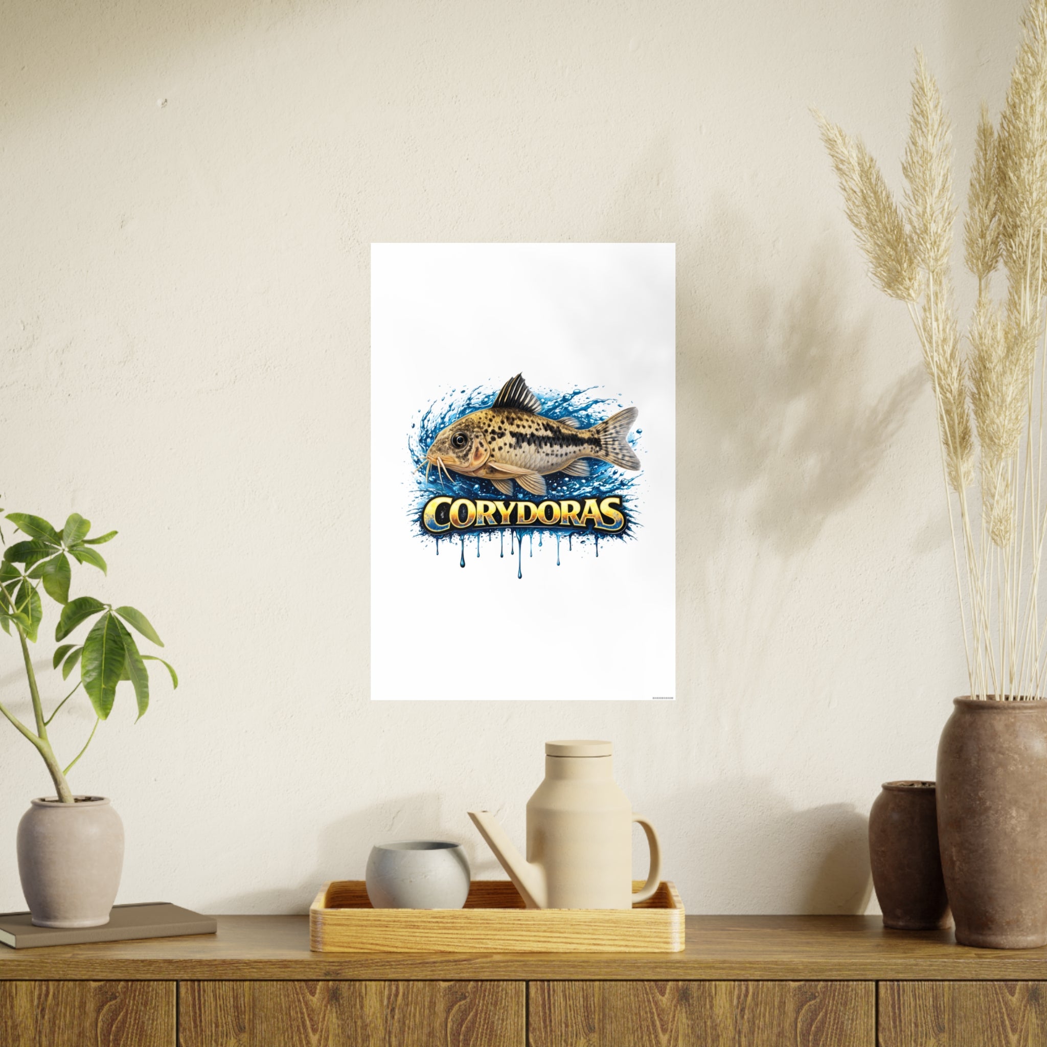 Peppered Corydoras Fish Art Poster — Vibrant Aquarium Print