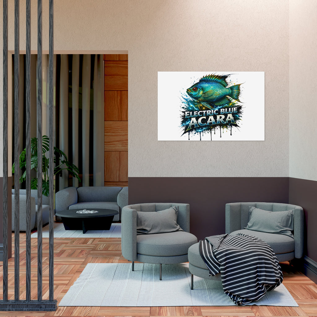 Electric Blue Acara Fish Poster — Vibrant Aquarium Wall Art