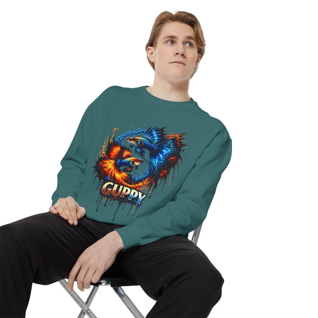 Fire & Ice Guppy – Premium "Neon Flare" Garment-Dyed Sweatshirt