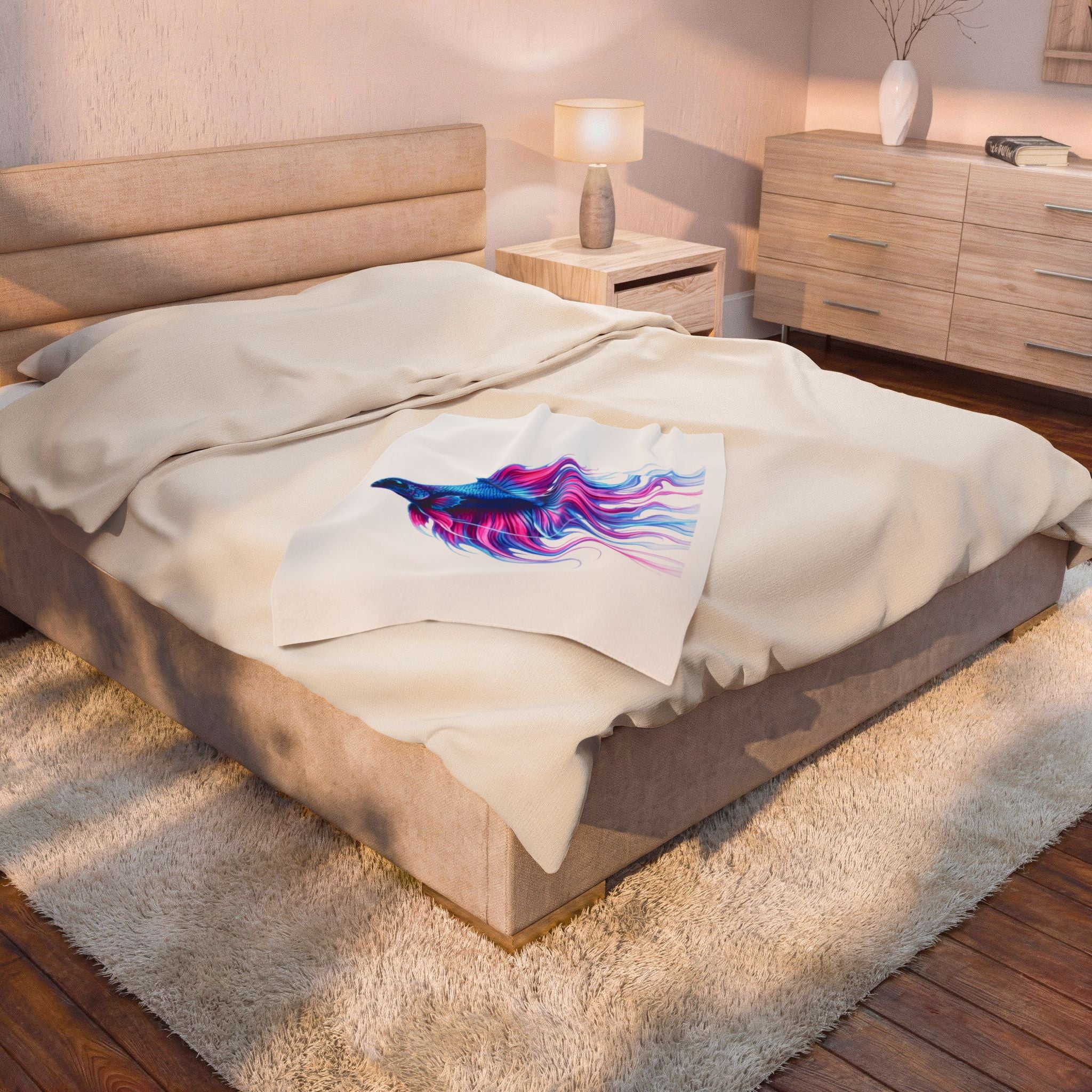 Velveteen Plush Blanket — Electric Paint Betta