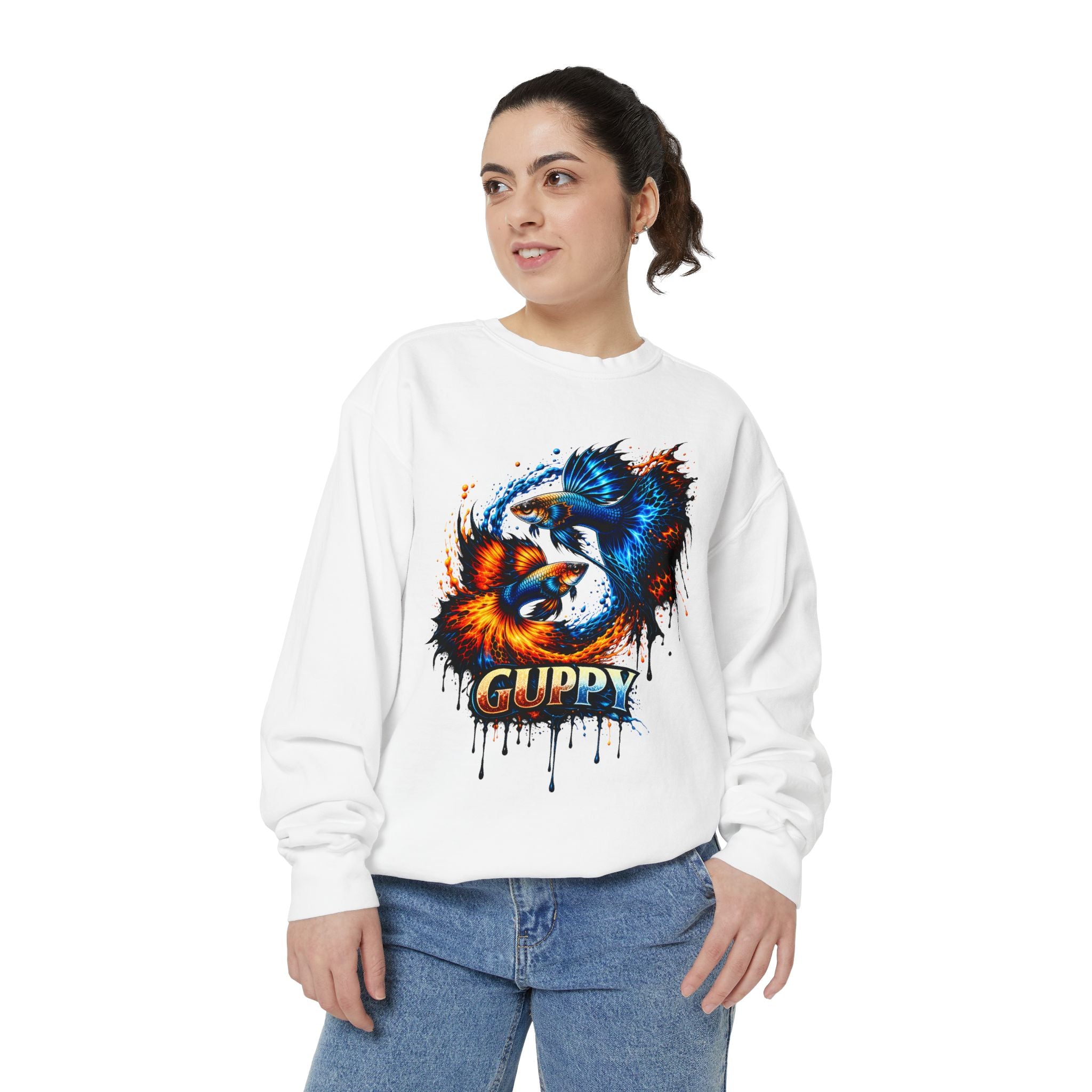Fire & Ice Guppy – Premium "Neon Flare" Garment-Dyed Sweatshirt