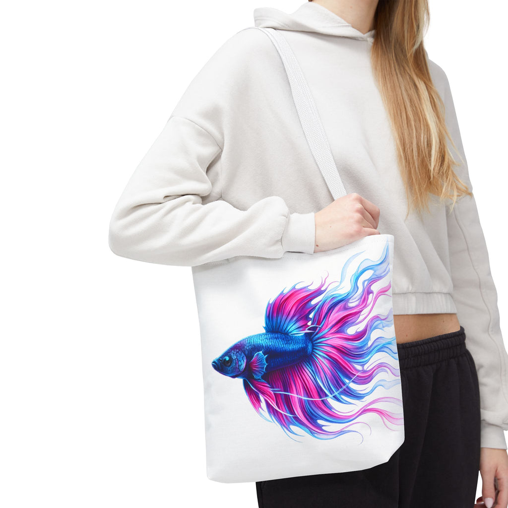 Colorful Betta Fish Tote Bag — Vibrant Blue & Pink Aquatic Art Beach Tote