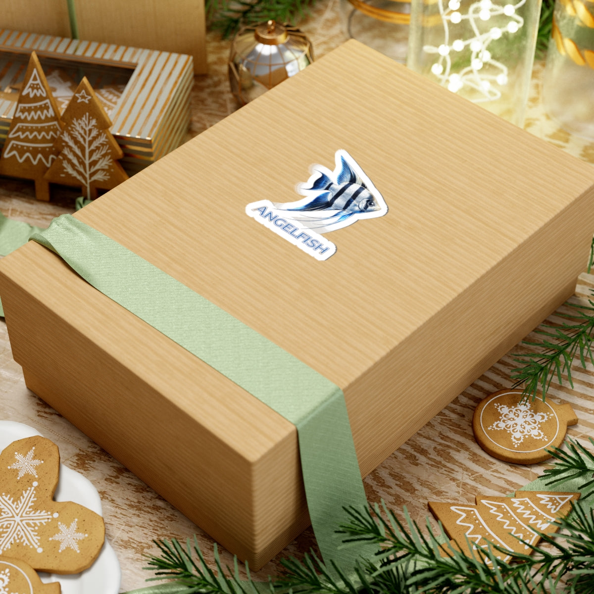 Angelfish -Cut Sticker — Blue Tropical Fish Decal for Laptops, Water Bottles & Aquarists