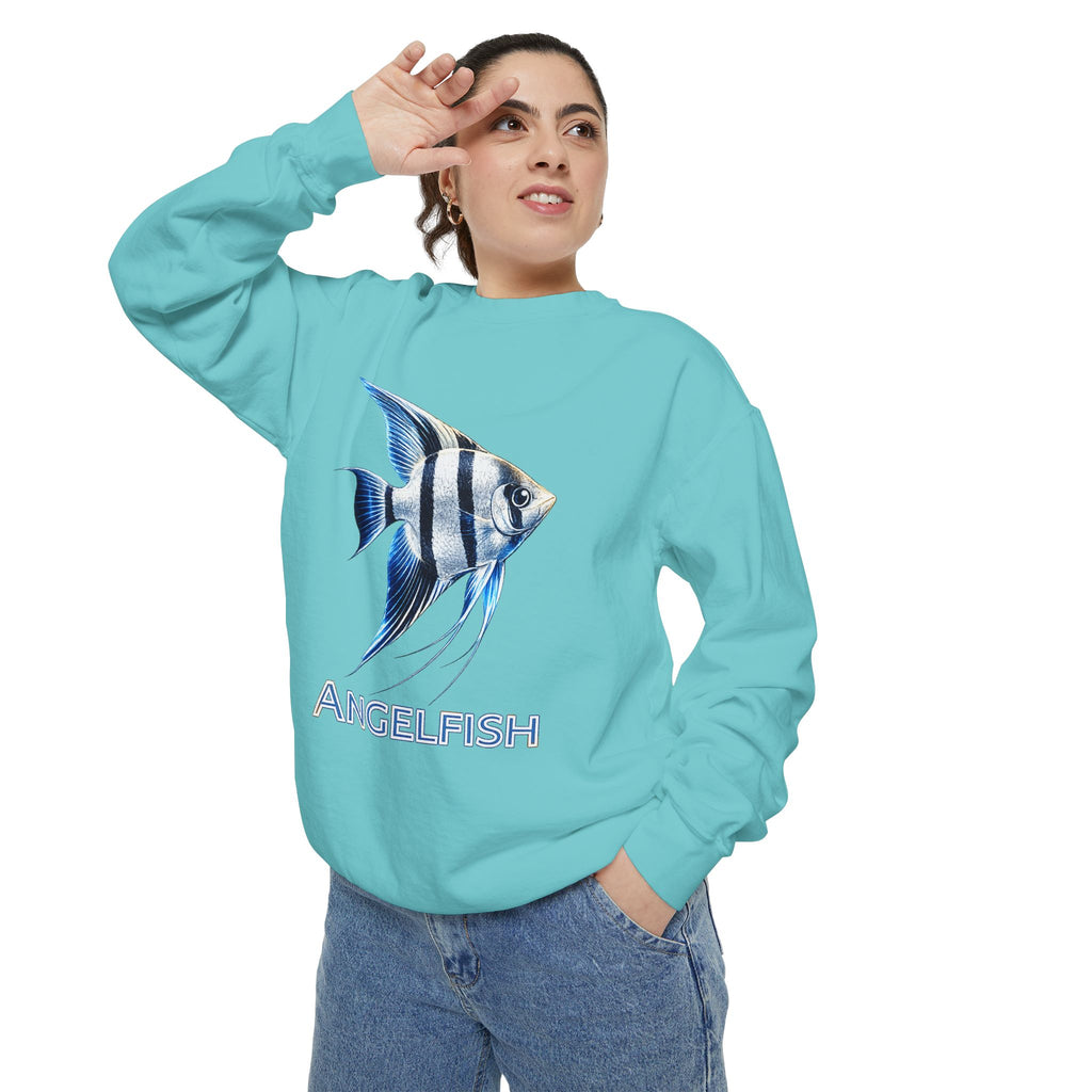 Angelfish Graphic Sweatshirt — Blue Tropical Fish Crewneck