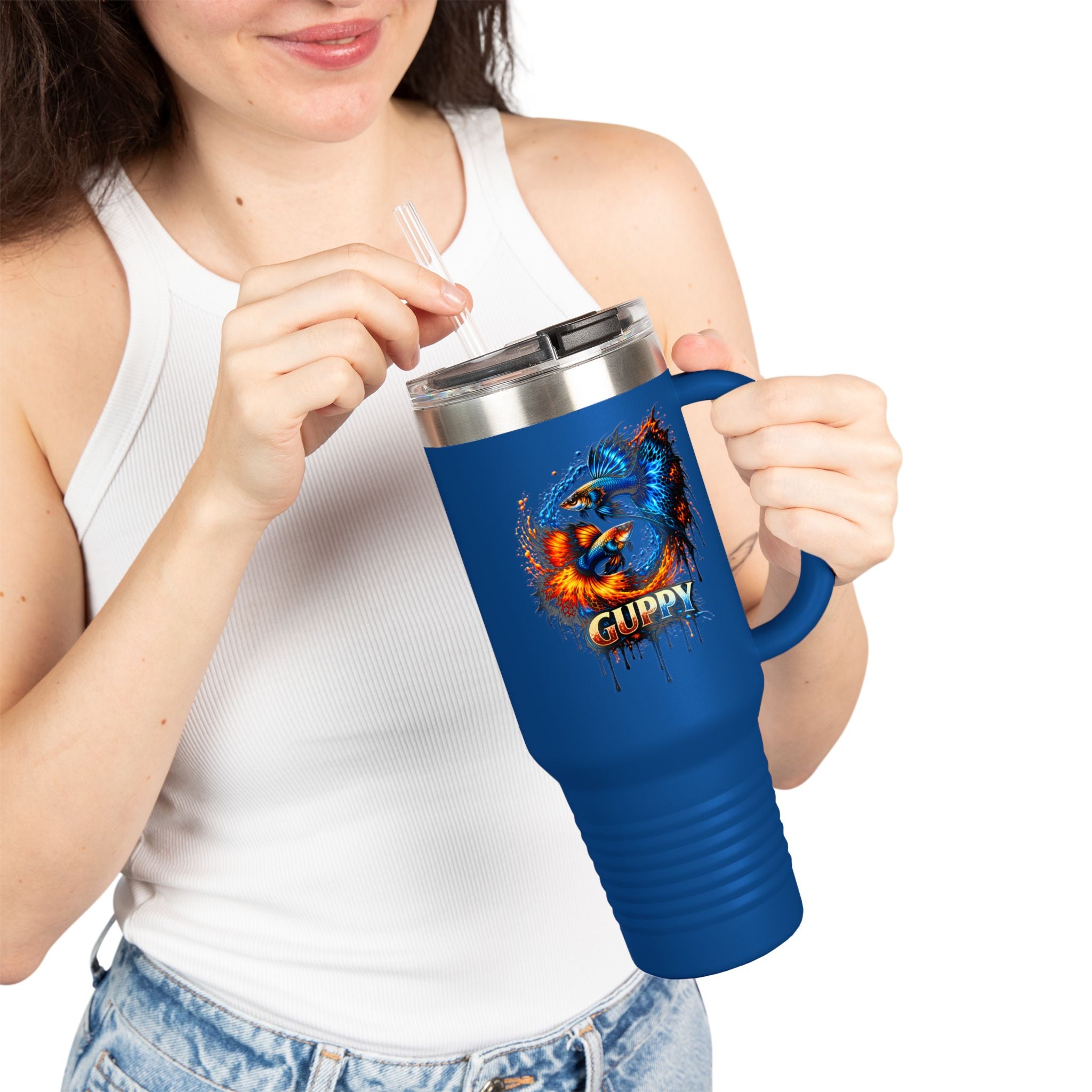 Fire & Ice Guppy – "Neon Flare" 40oz Insulated Travel Mug
