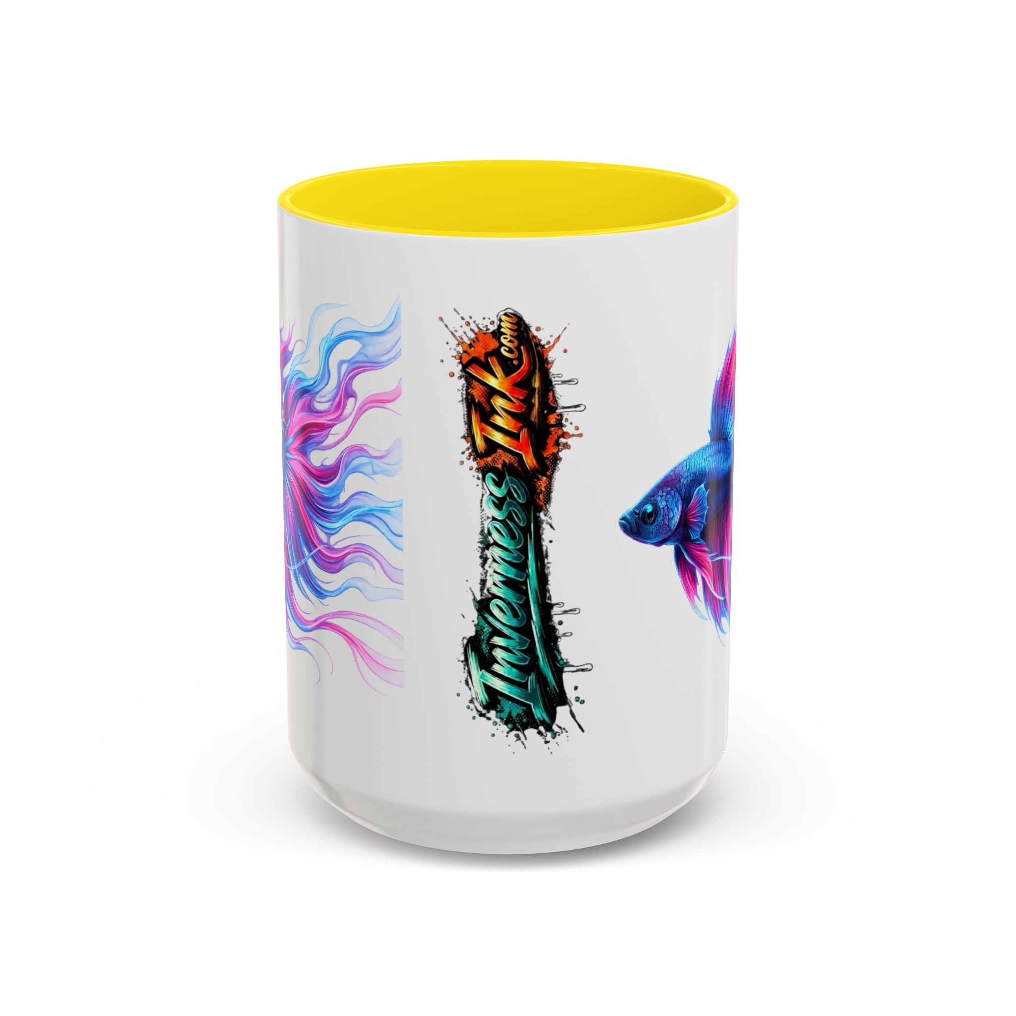 Betta Fish Accent Coffee Mug — Vibrant Neon Betta Design (11/15 oz)