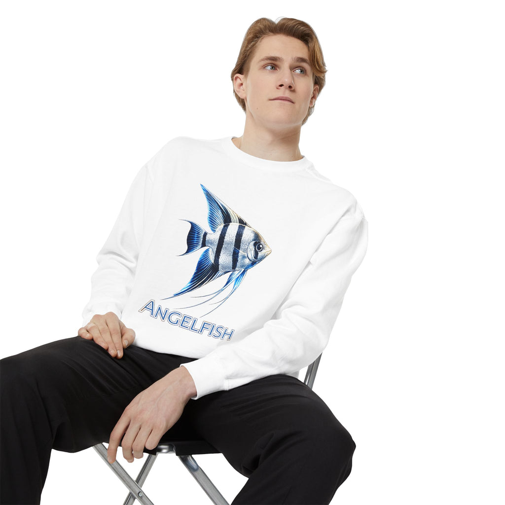 Angelfish Graphic Sweatshirt — Blue Tropical Fish Crewneck