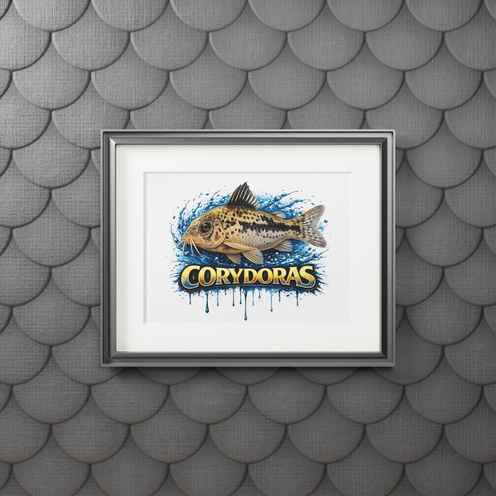 Peppered Corydoras Fish Fine Art Print with Passepartout Frame