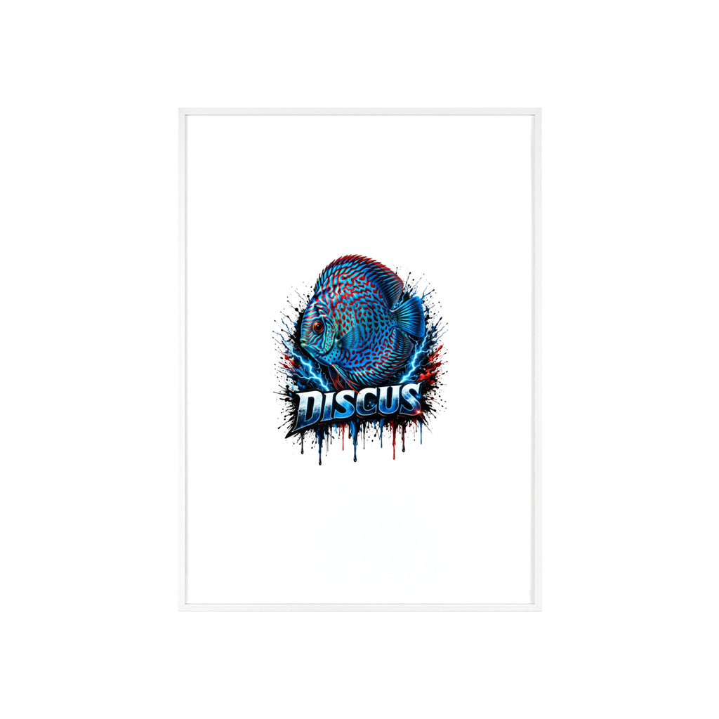 Discus Fish Poster with Wooden Frame — Colorful Aquarium Art Print