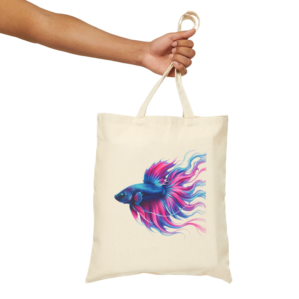 Canvas Tote Bag — Vibrant Betta Fish Art Tote
