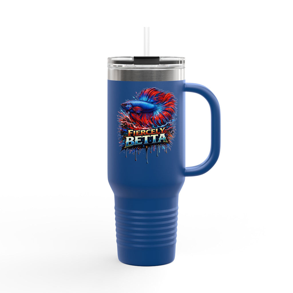 40oz Insulated Travel Mug — 'Fiercely Betta' Colorful Betta Fish Design