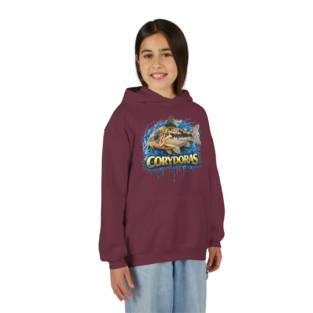 Corydoras Fish Youth Hoodie — Colorful Aquarium Catfish Design