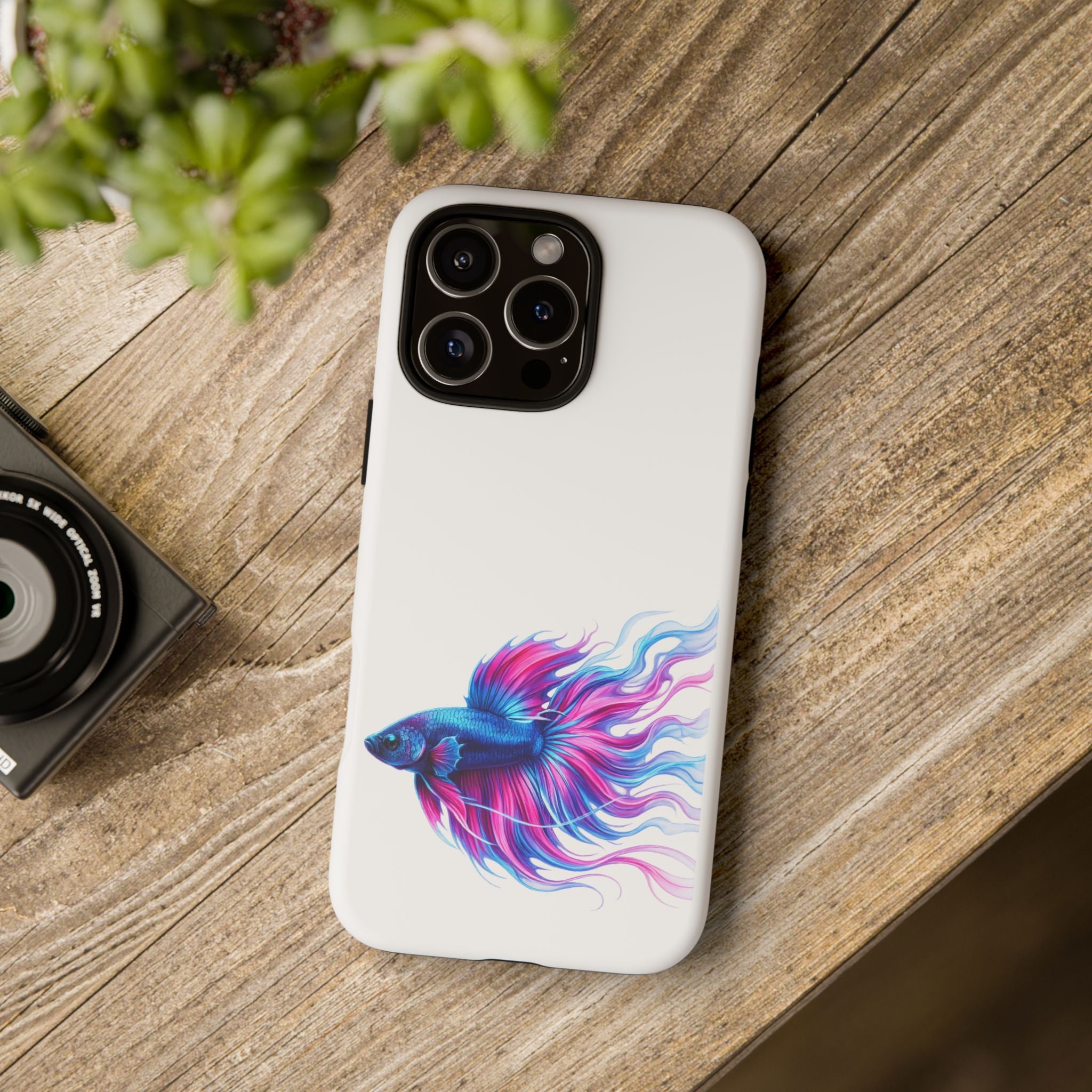 Betta Fish Tough Phone Case — Colorful Watercolor Fish Protective Cover