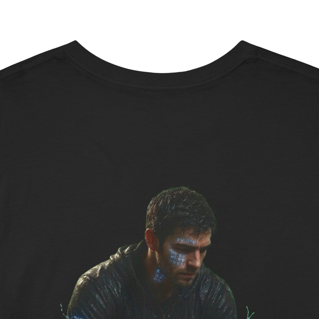 T-Shirt — Nature Warrior Graphic Tee with Man and Dog Illustration