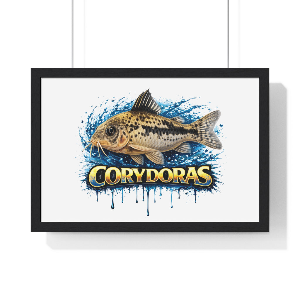 Peppered Corydoras Fish Framed Poster — Aquarium Wall Art