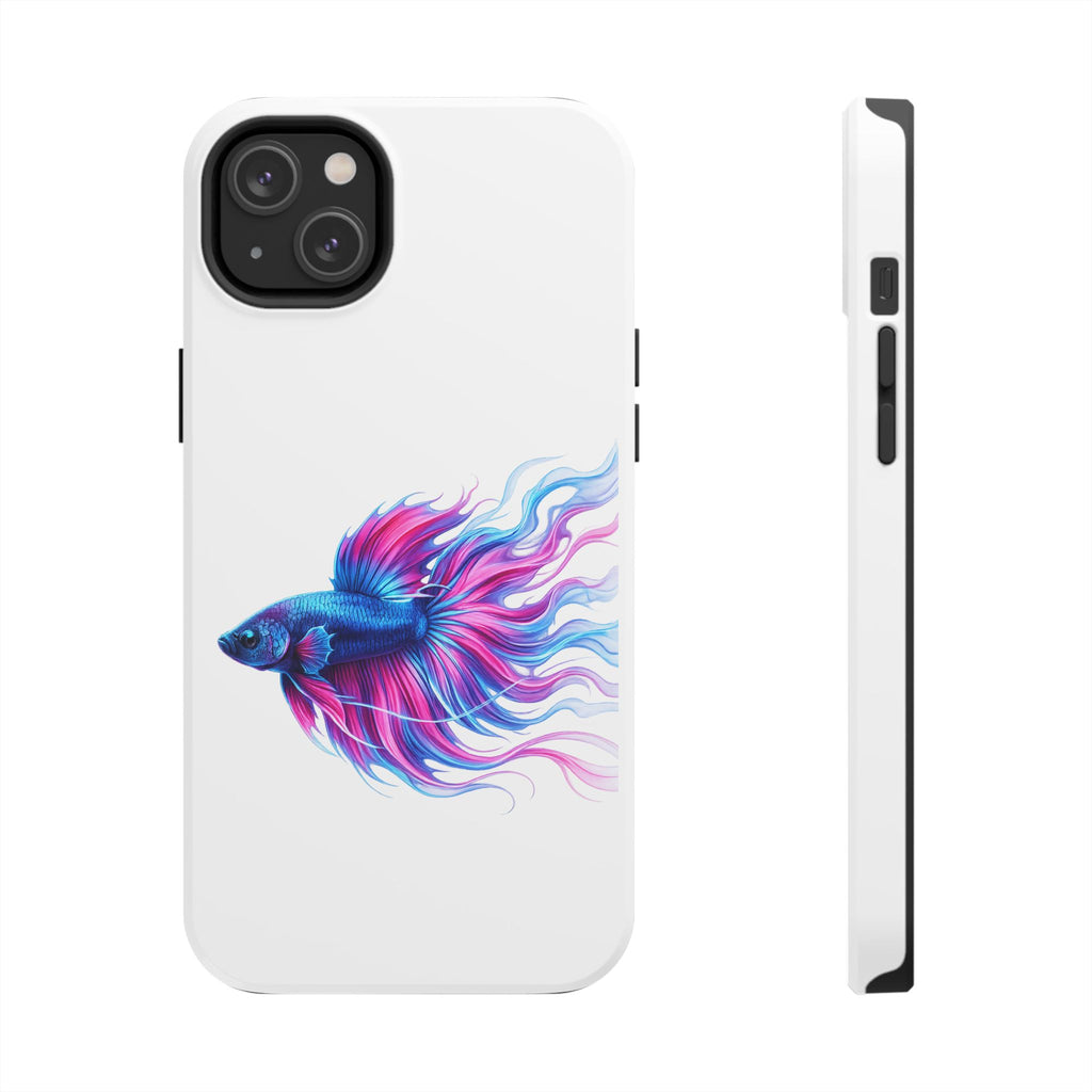 Betta Fish Tough Phone Case — Colorful Blue & Pink Aquarium Art