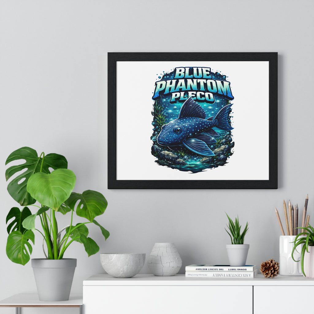 Blue Phantom Pleco Framed Poster — Aquatic Fish Art Print