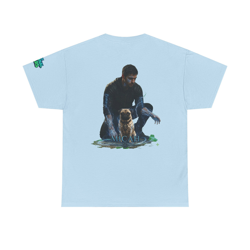 T-Shirt — Nature Warrior Graphic Tee with Man and Dog Illustration