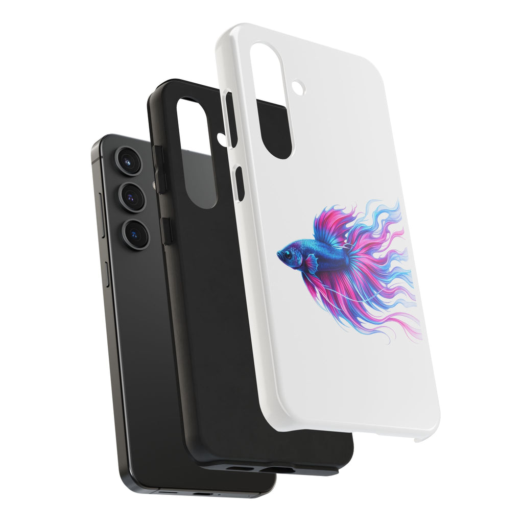 Betta Fish Tough Phone Case — Colorful Blue & Pink Aquarium Art