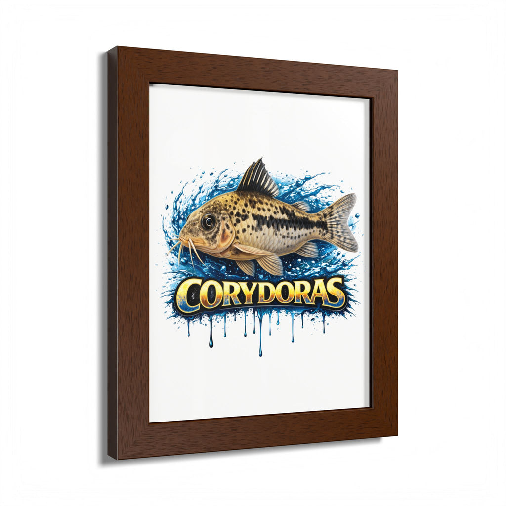 Corydoras Fish Framed Poster — Colorful Aquarium Art Print