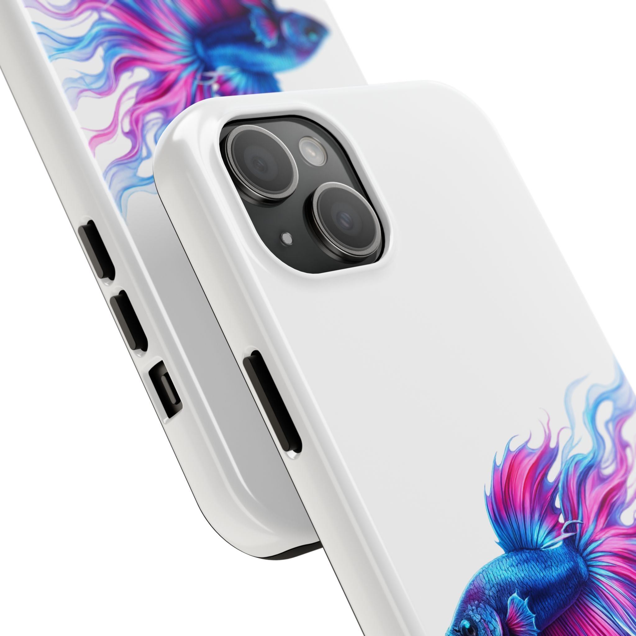 Betta Fish Tough Phone Case — Colorful Blue & Pink Aquarium Art