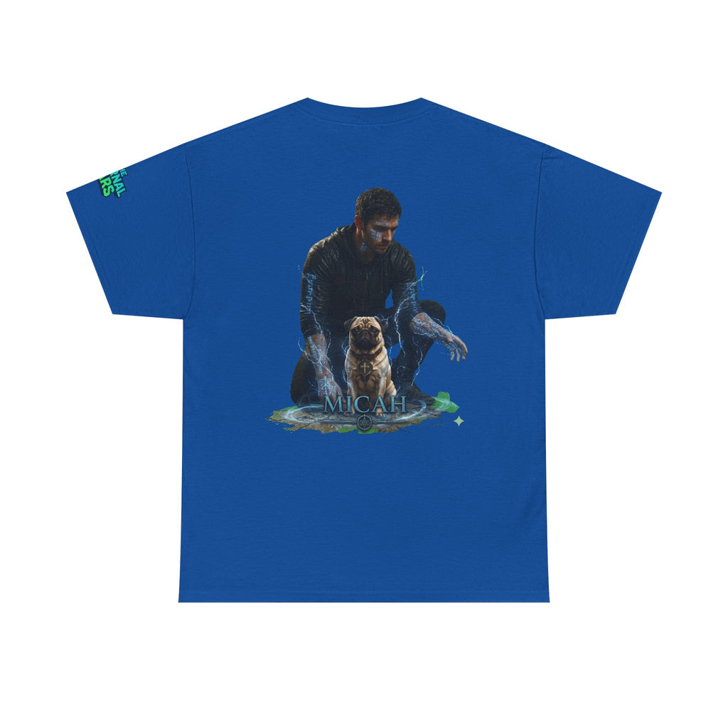 T-Shirt — Nature Warrior Graphic Tee with Man and Dog Illustration
