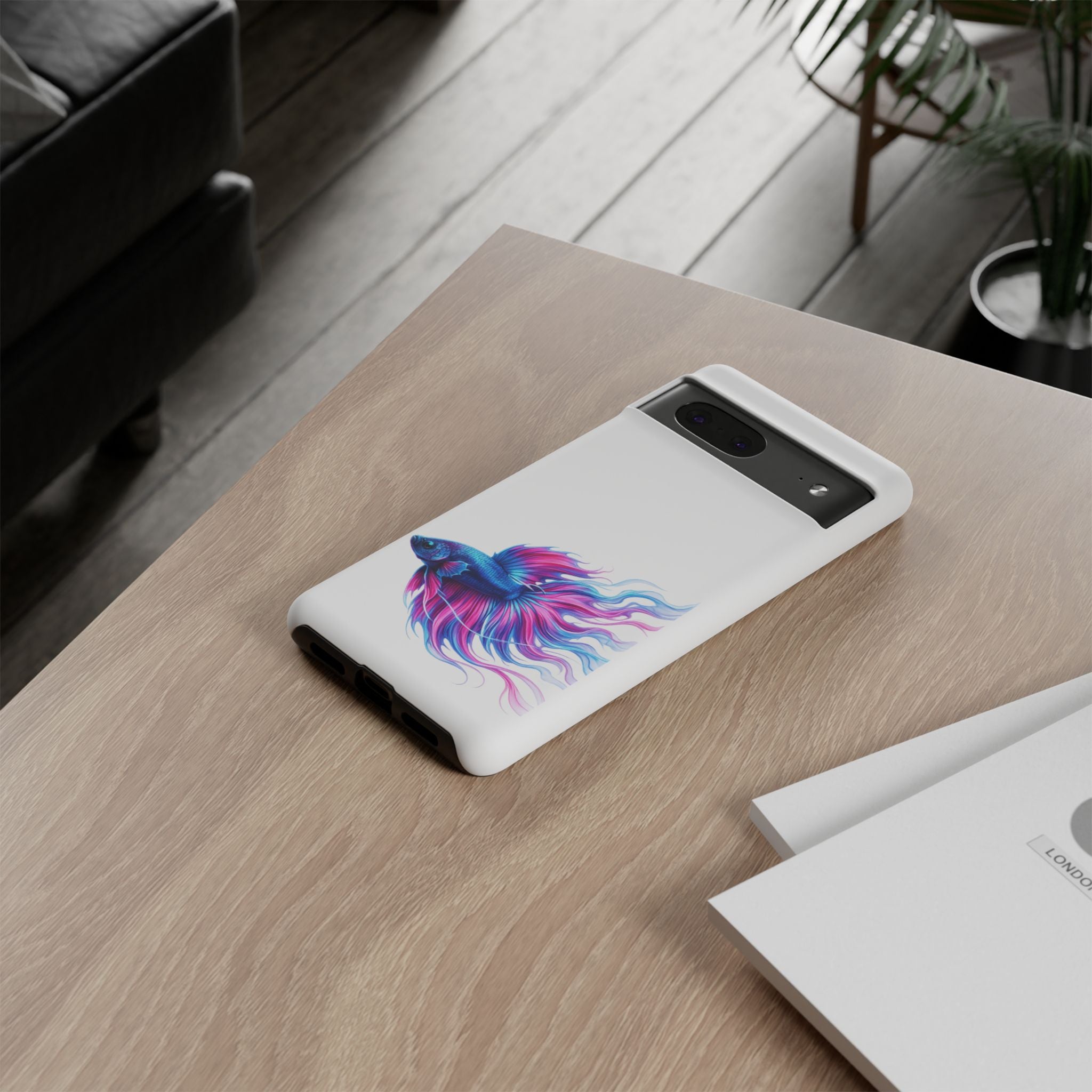 Betta Fish Tough Phone Case — Colorful Watercolor Fish Protective Cover