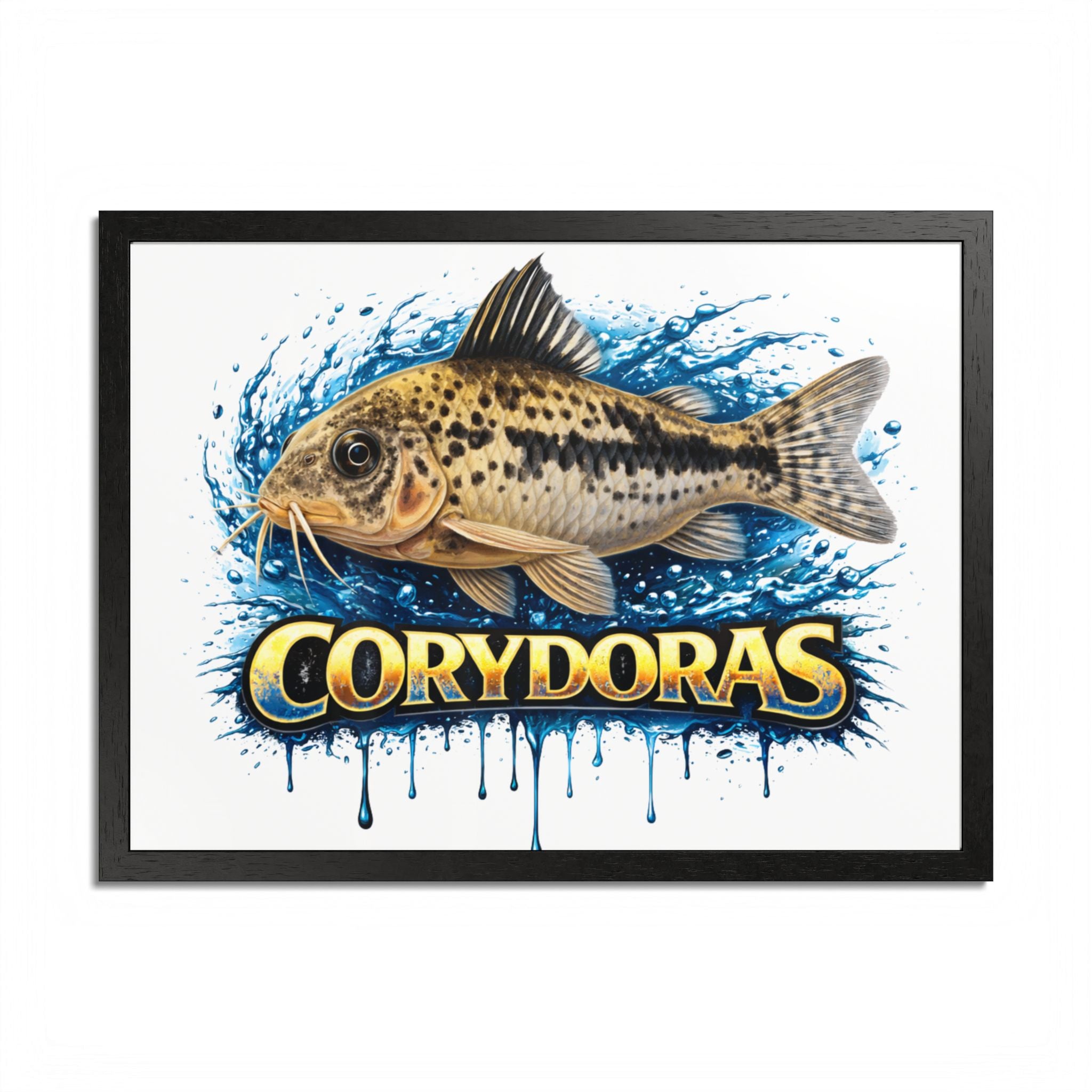 Corydoras Fish Framed Poster — Colorful Aquarium Art Print