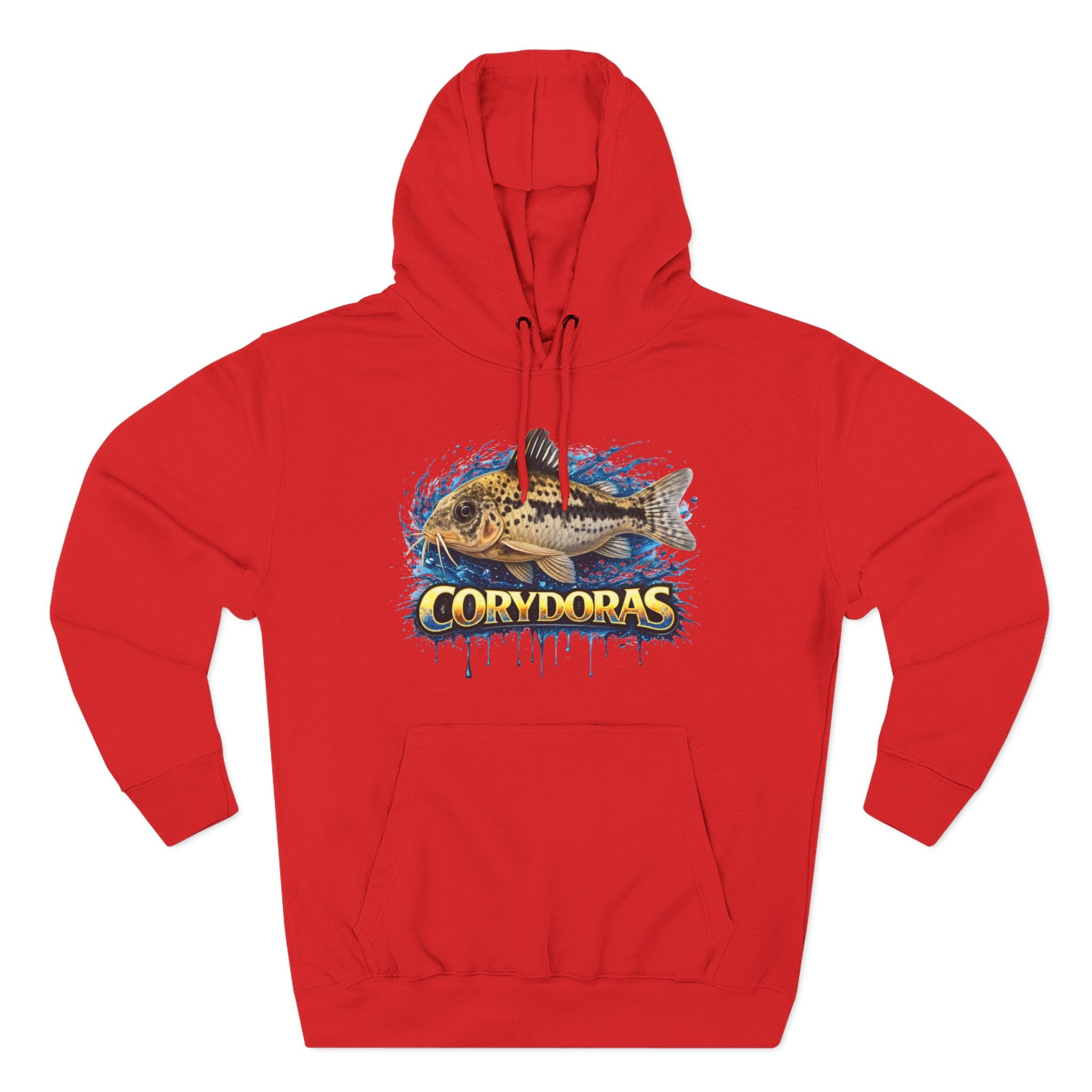 Peppered Corydoras Midweight Fleece Hoodie — Aquatic Catfish Illustration Pullover
