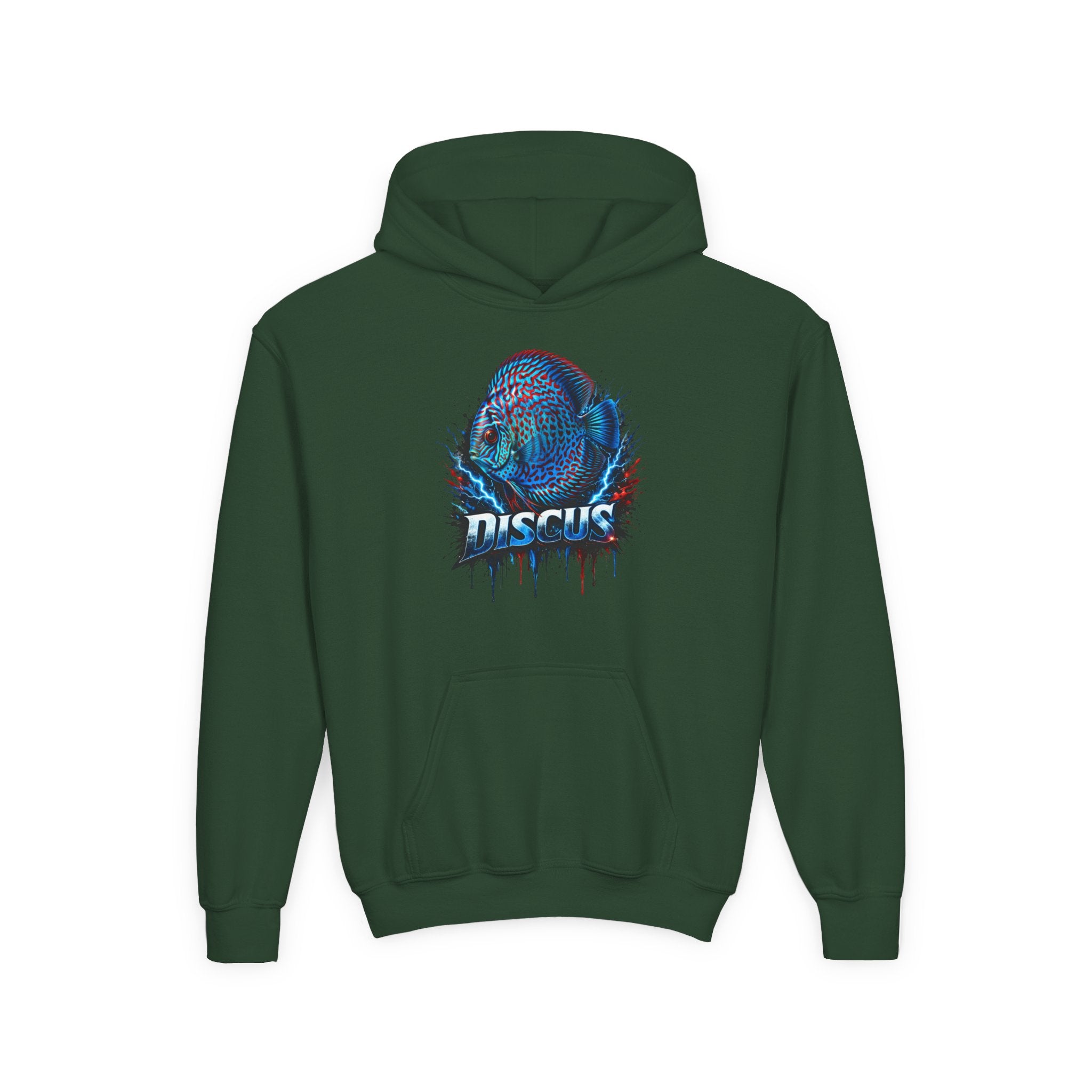 Youth Hoodie — Colorful Discus Fish Graphic Pullover