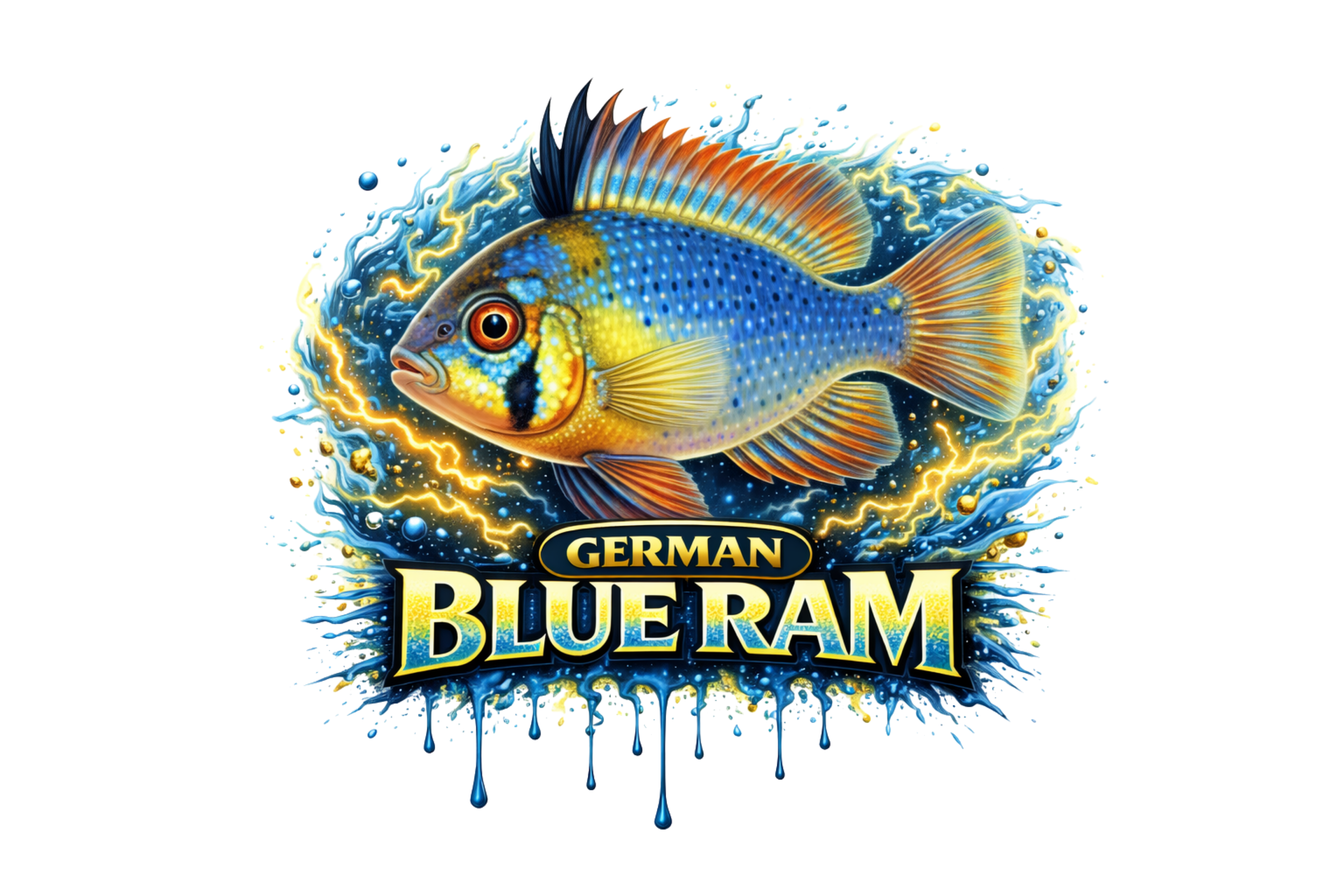 German Blue Ram Fish T-Shirt — Colorful Aquarium Cichlid Tee
