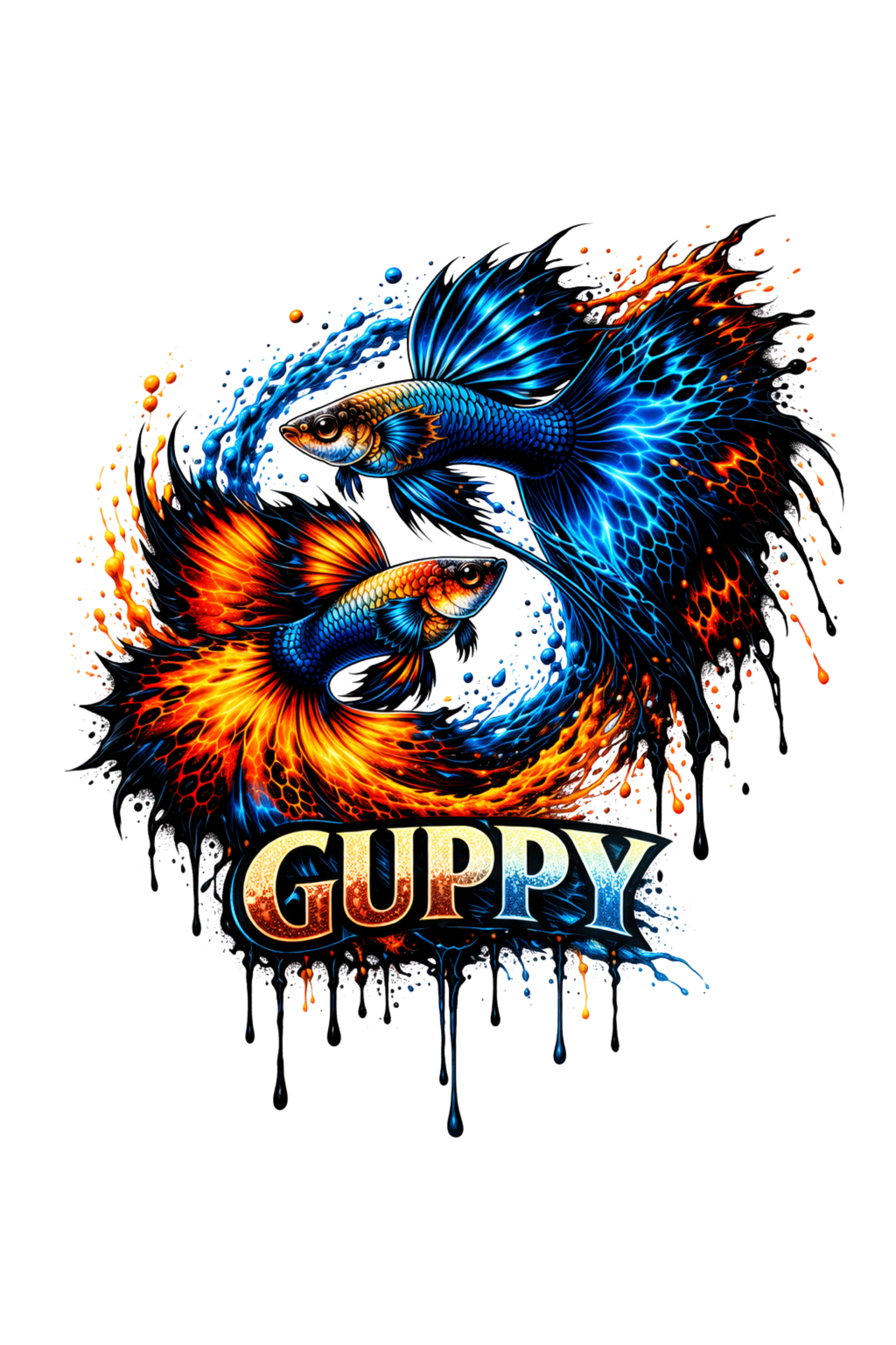 Guppy Fish T-Shirt — Vibrant Watercolor Drip Graphic Tee
