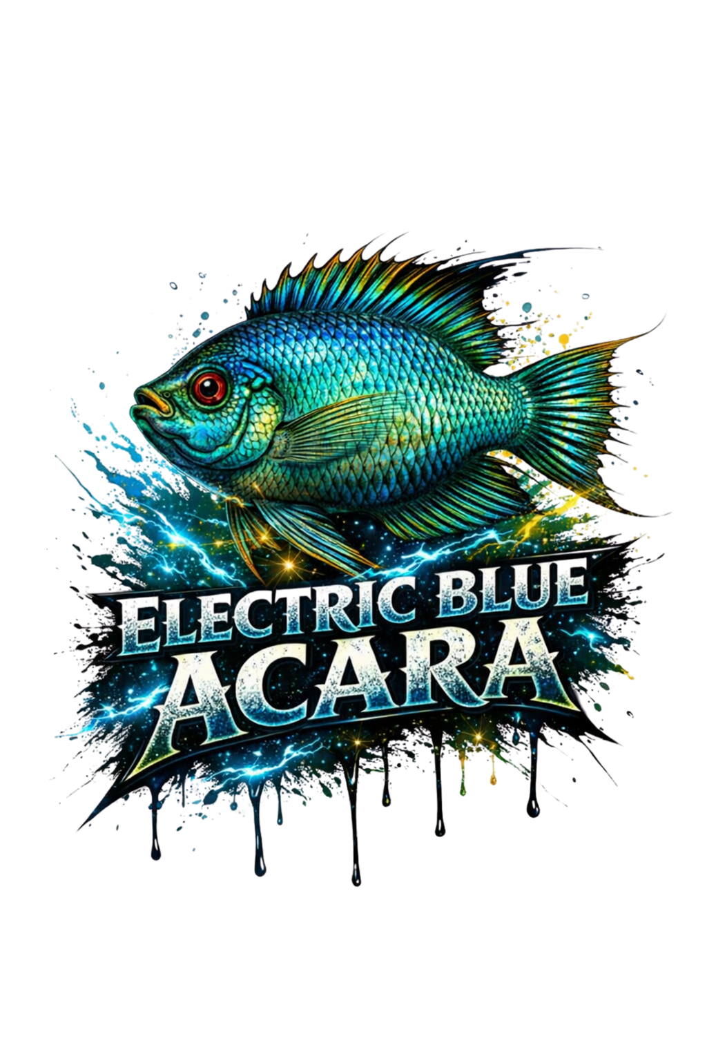 Electric Blue Acara Fish T-Shirt — Vibrant Angler Graphic Tee