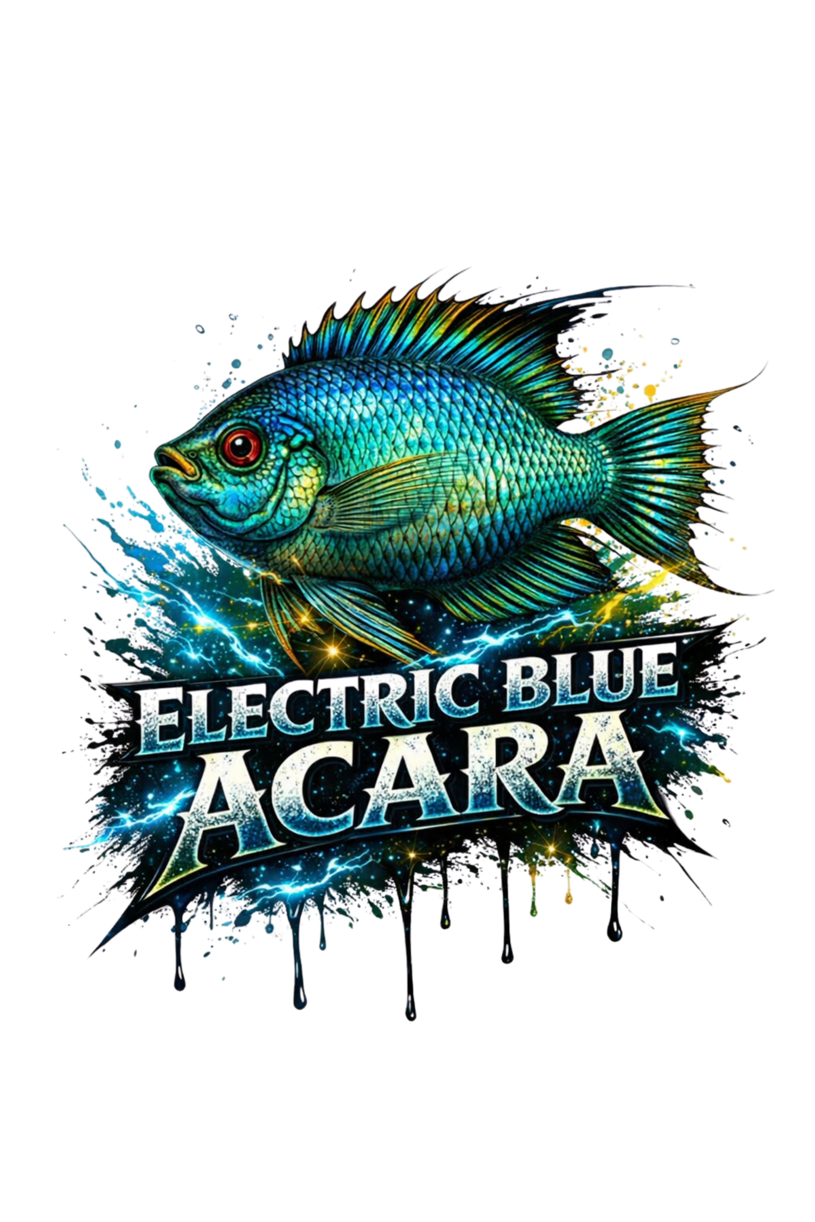 Electric Blue Acara Fish T-Shirt — Vibrant Angler Graphic Tee