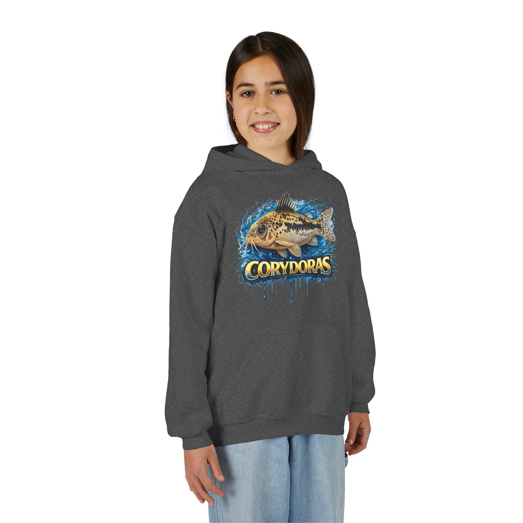 Corydoras Fish Youth Hoodie — Colorful Aquarium Catfish Design