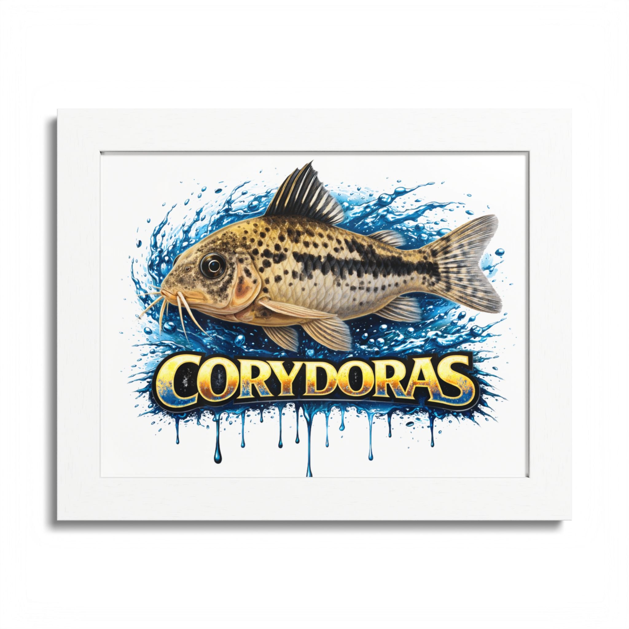 Corydoras Fish Framed Poster — Colorful Aquarium Art Print