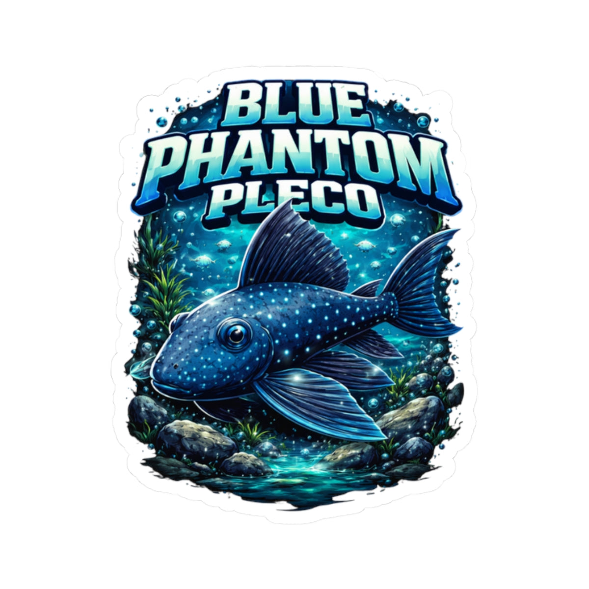 Blue Phantom Pleco Sticker — Aquarium Fish Decal
