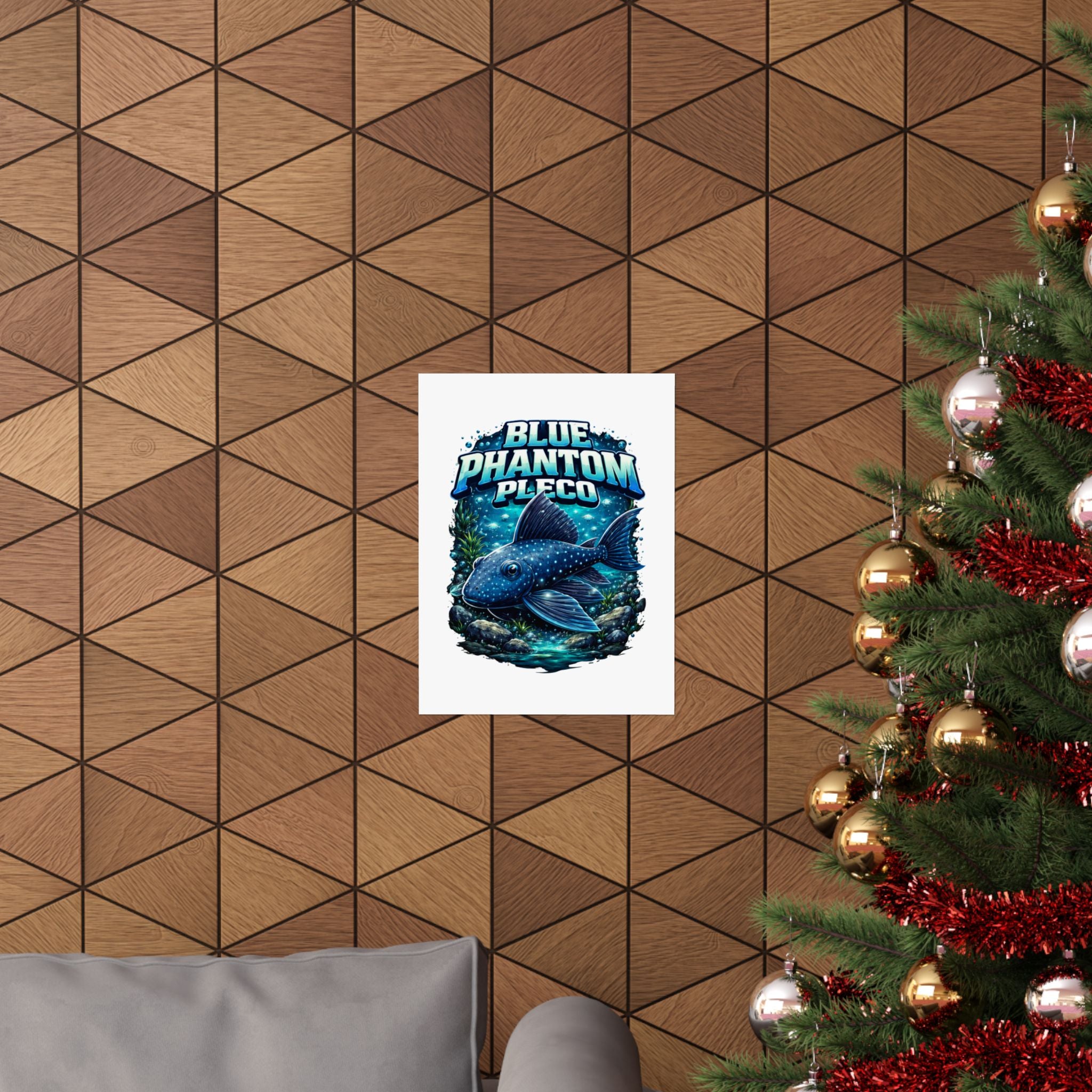 Blue Phantom Pleco Poster — Matte Vertical Aquarium Fish Art Print