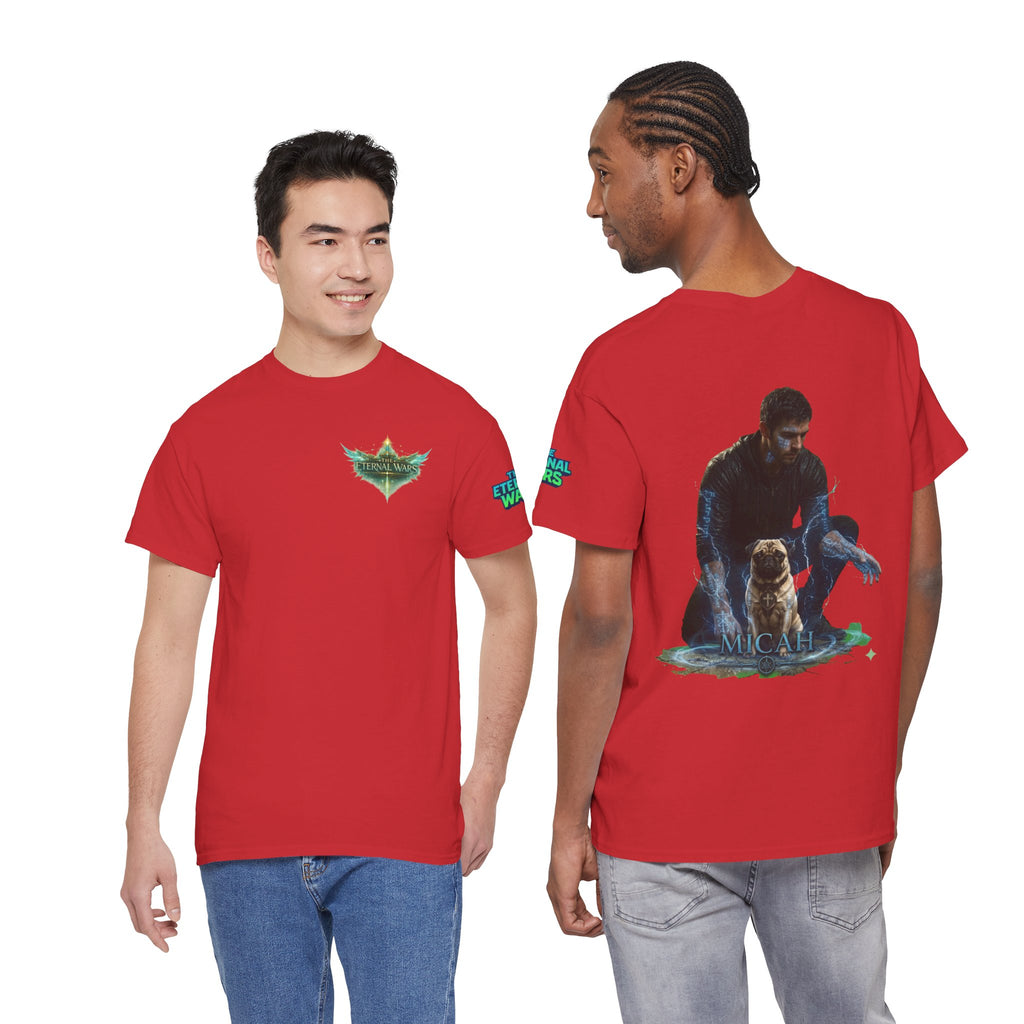 T-Shirt — Nature Warrior Graphic Tee with Man and Dog Illustration