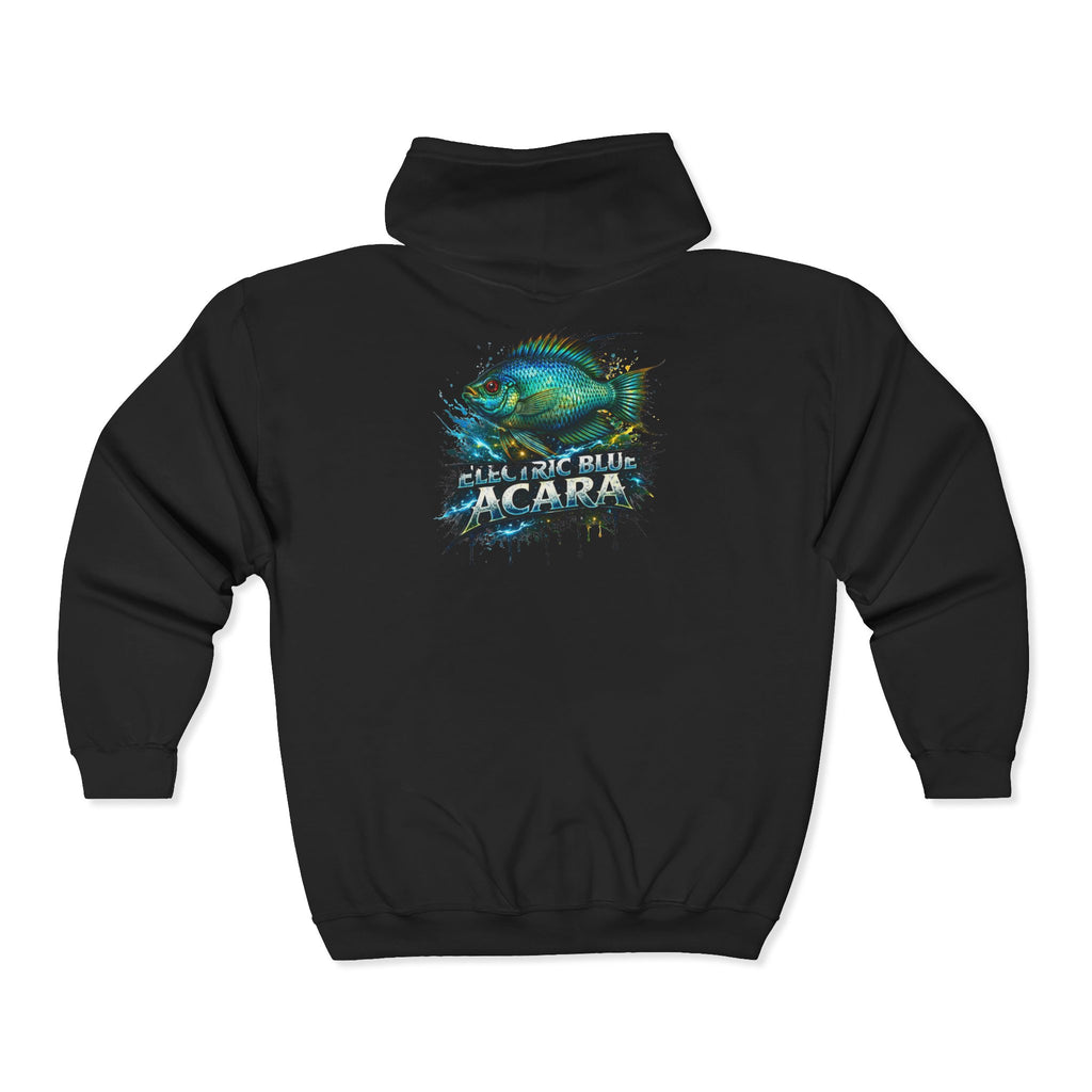 Acara Electric Blue Fish Zip Hoodie - Aquarium Fishing Graphic Jacket