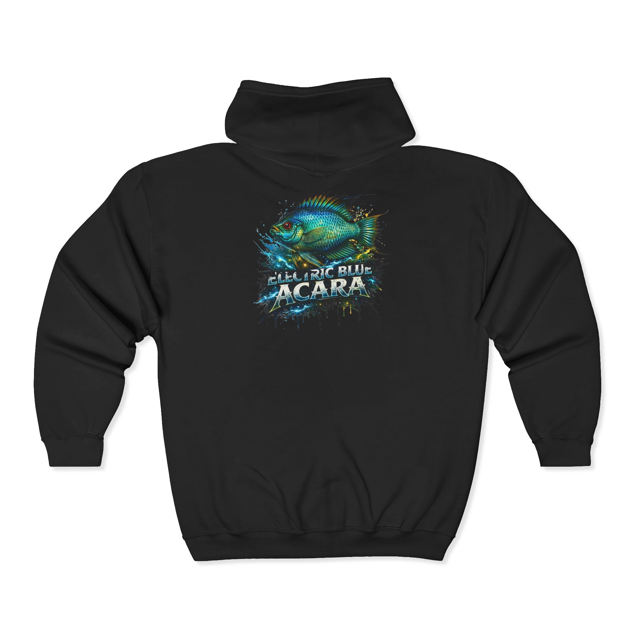 Acara Electric Blue Fish Zip Hoodie - Aquarium Fishing Graphic Jacket