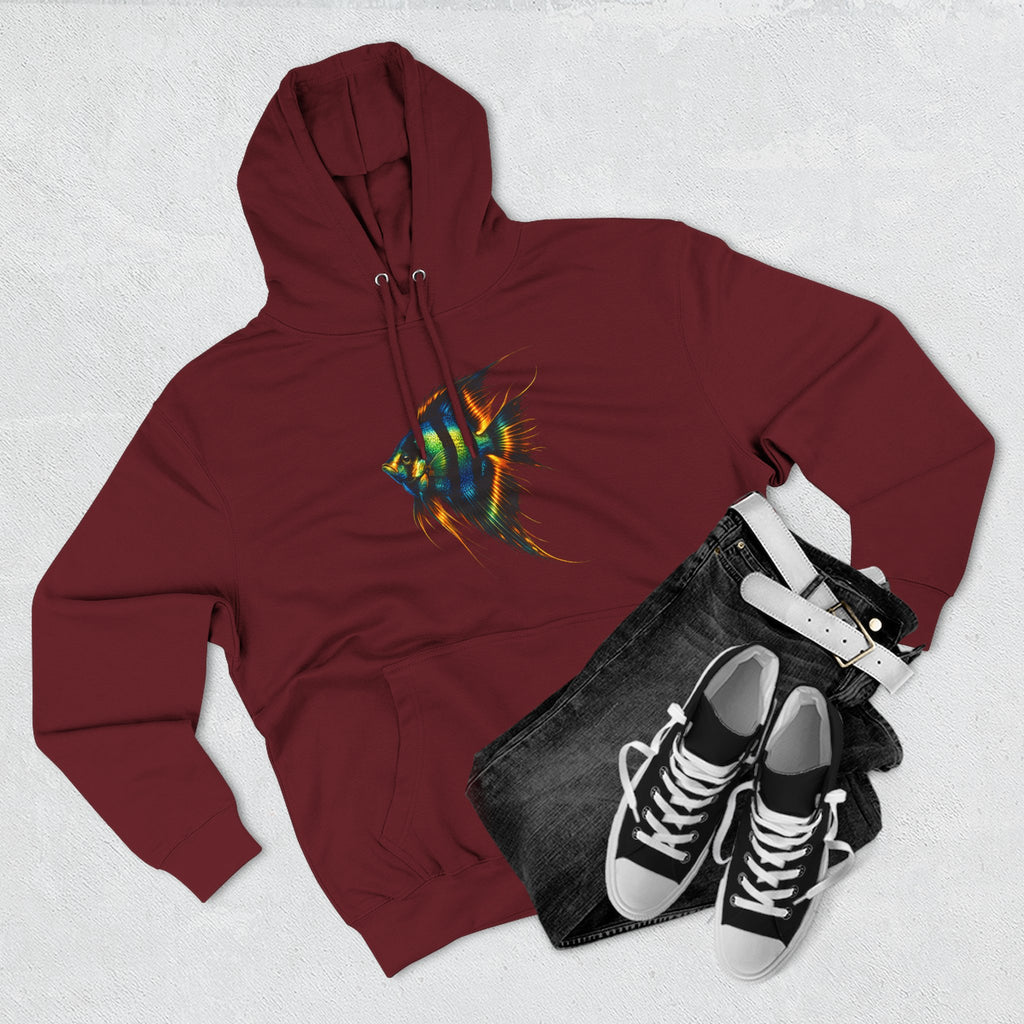Angelfish Watercolor Hoodie – Colorful Aquarium Fish Graphic Fleece Pullover