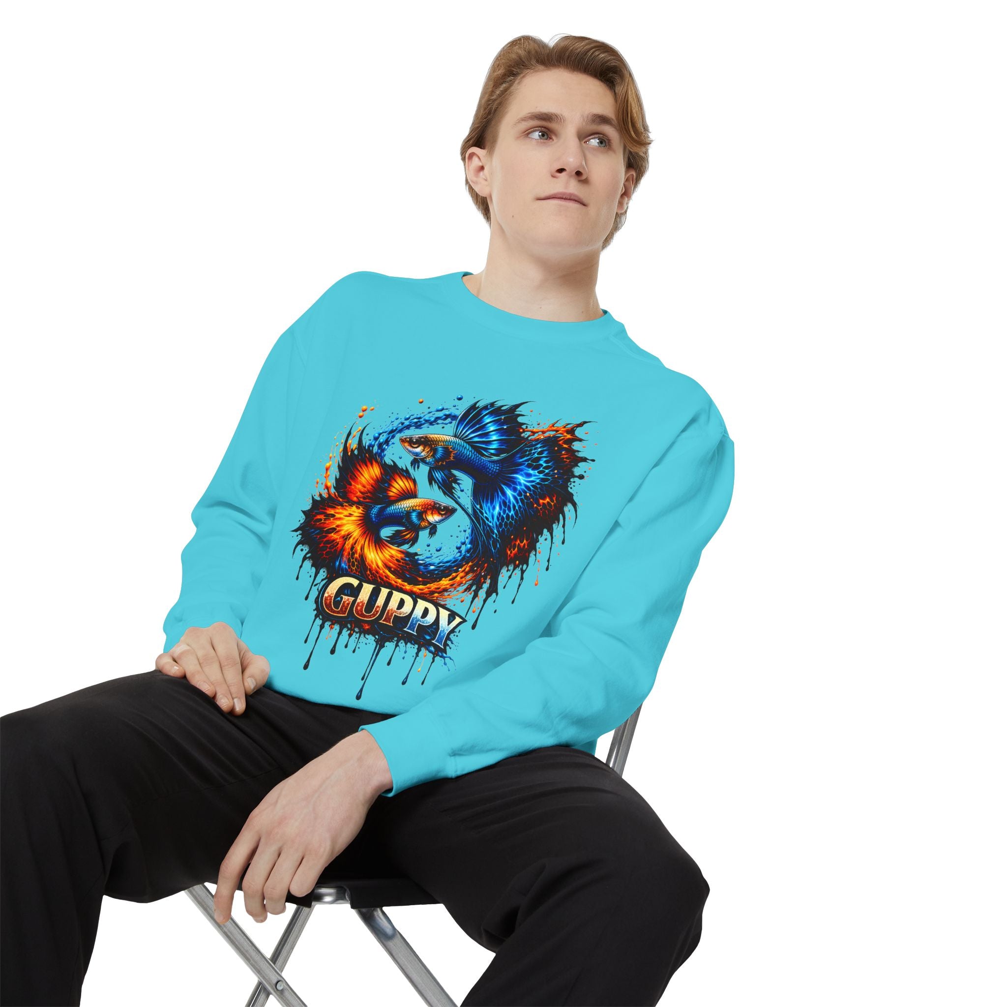 Fire & Ice Guppy – Premium "Neon Flare" Garment-Dyed Sweatshirt