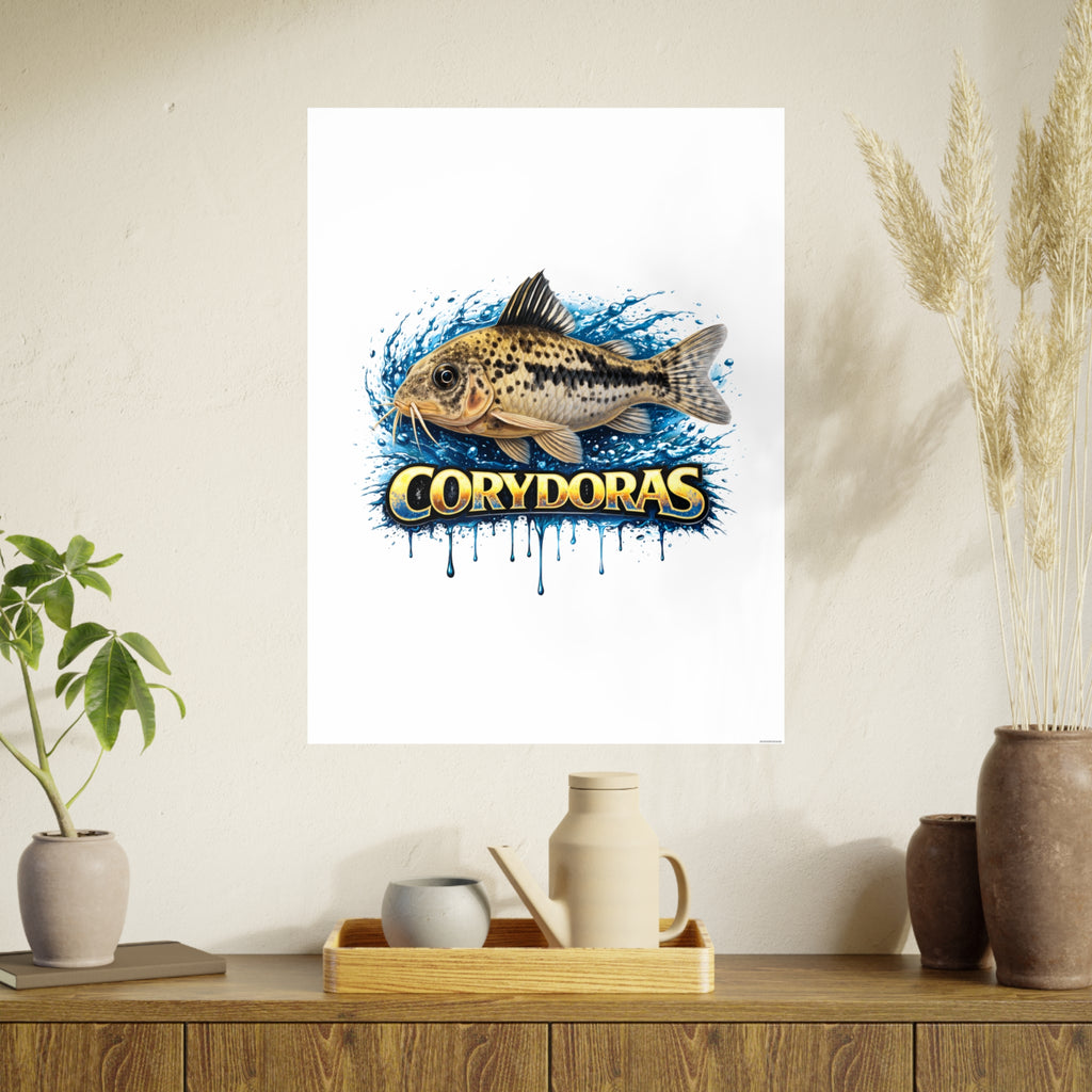 Peppered Corydoras Fish Art Poster — Vibrant Aquarium Print